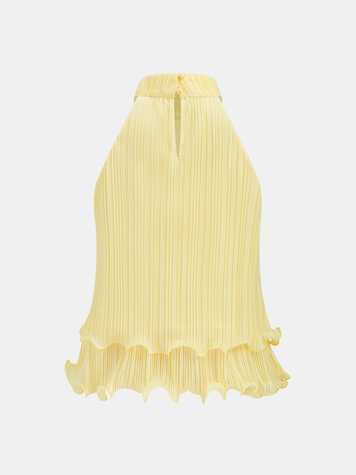Pleated Layered Ruffle Halter Tank Top