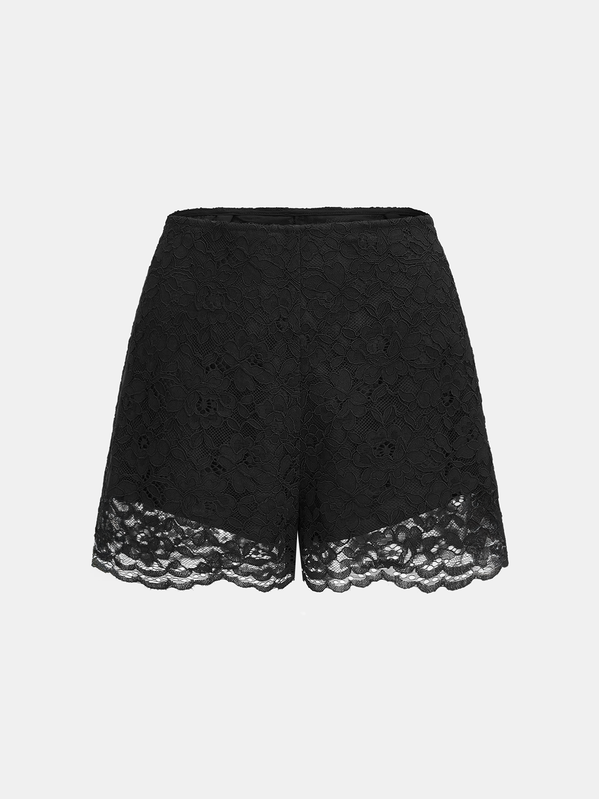 Floral Lace High-Waisted Shorts