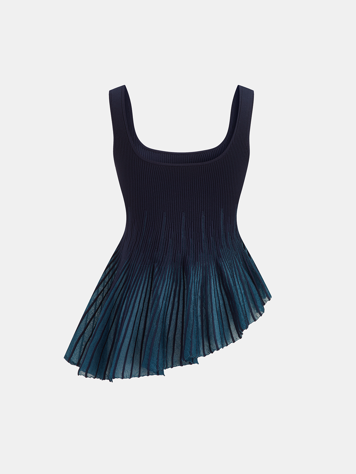 Asymmetrical Ribbed Knit Peplum Tank Top