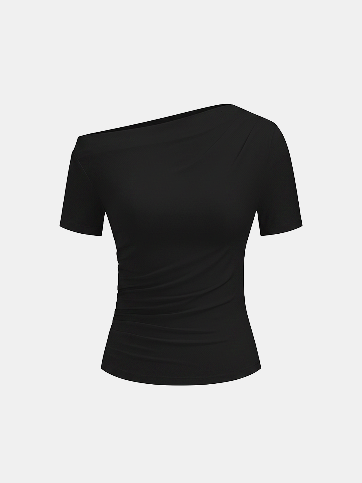Ruched Off Shoulder Slim Short Sleeve Top