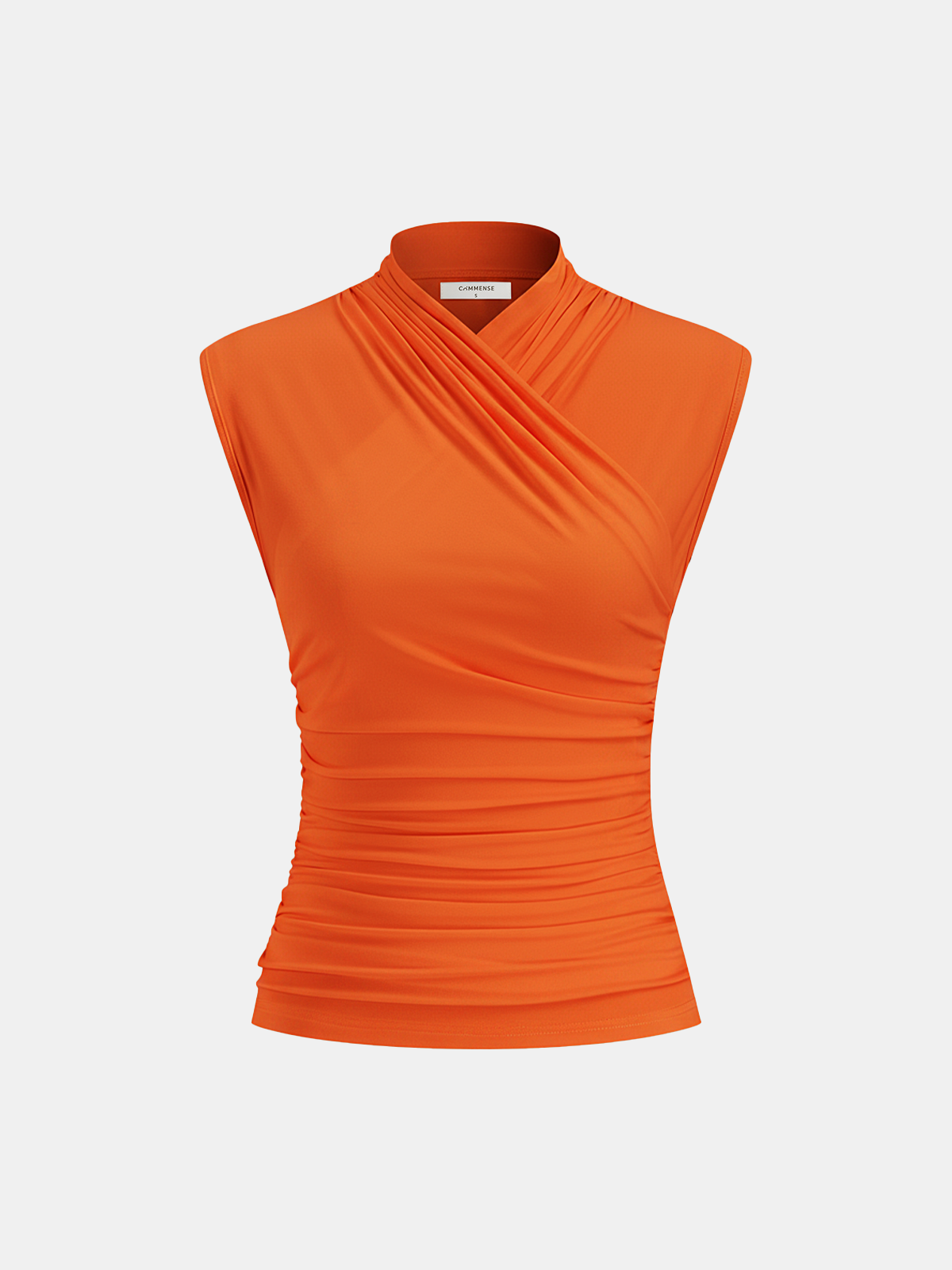Cross Neck Ruched Fitted Tank Top