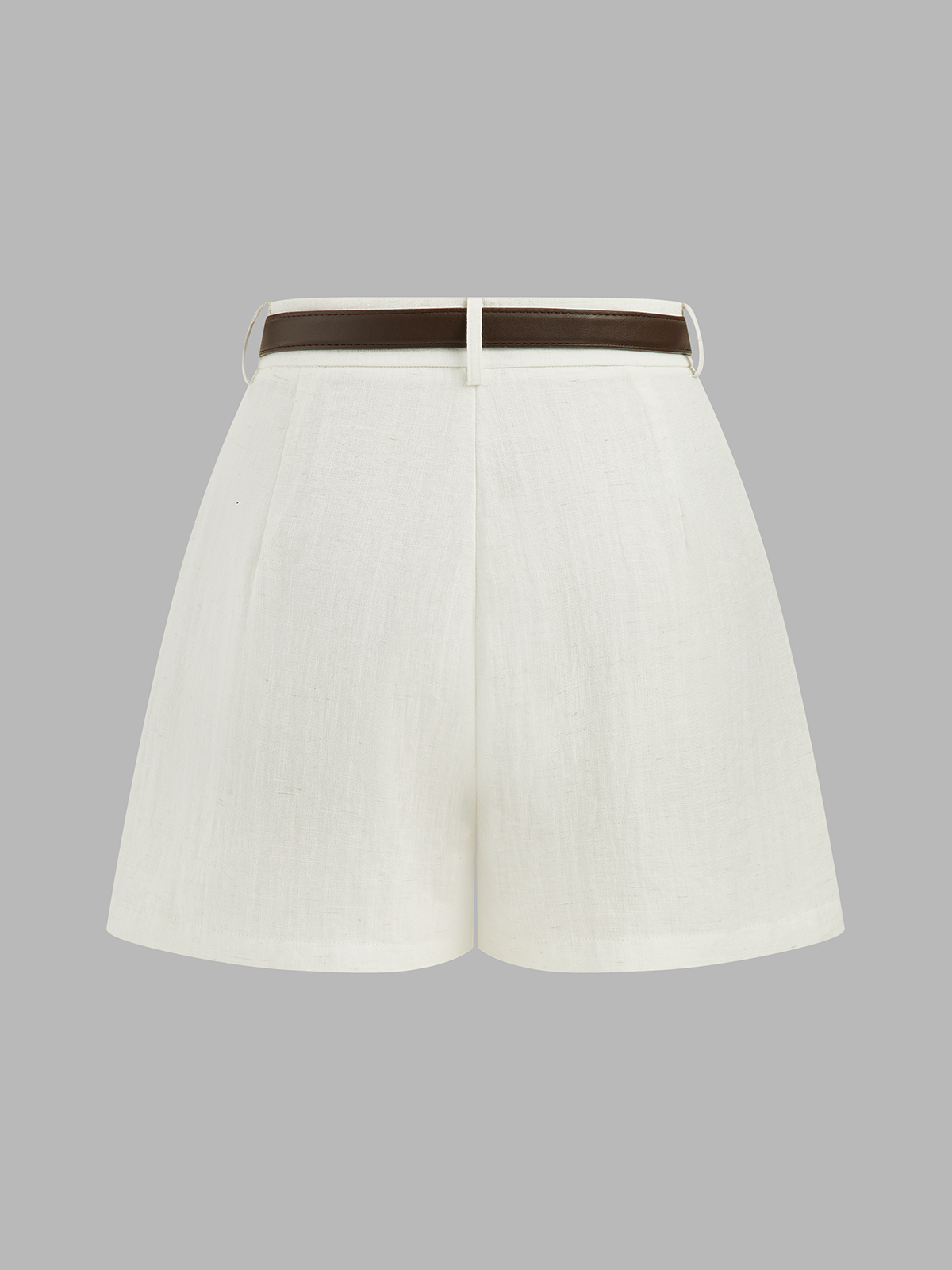 High Waist Belted Linen Blend Shorts