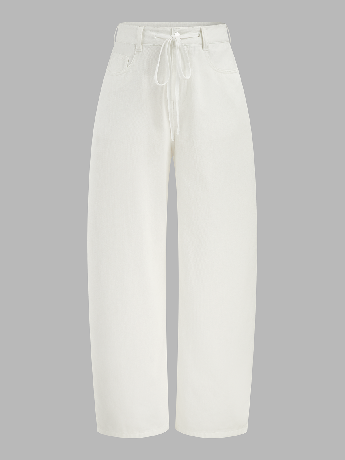 Drawstring Barrel Wide Leg Jeans