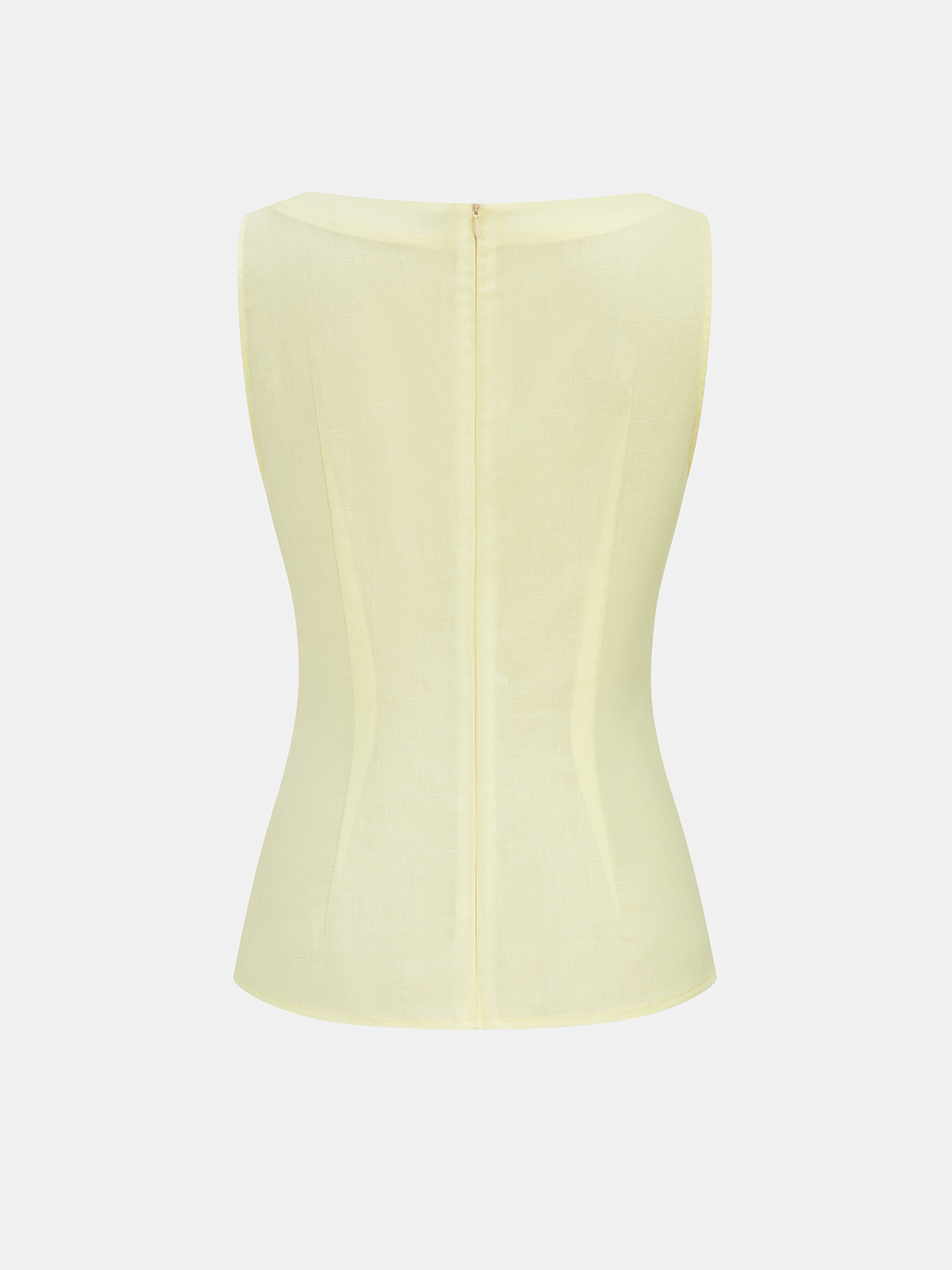 Twisted Waist Linen Blend Sleeveless Blouse