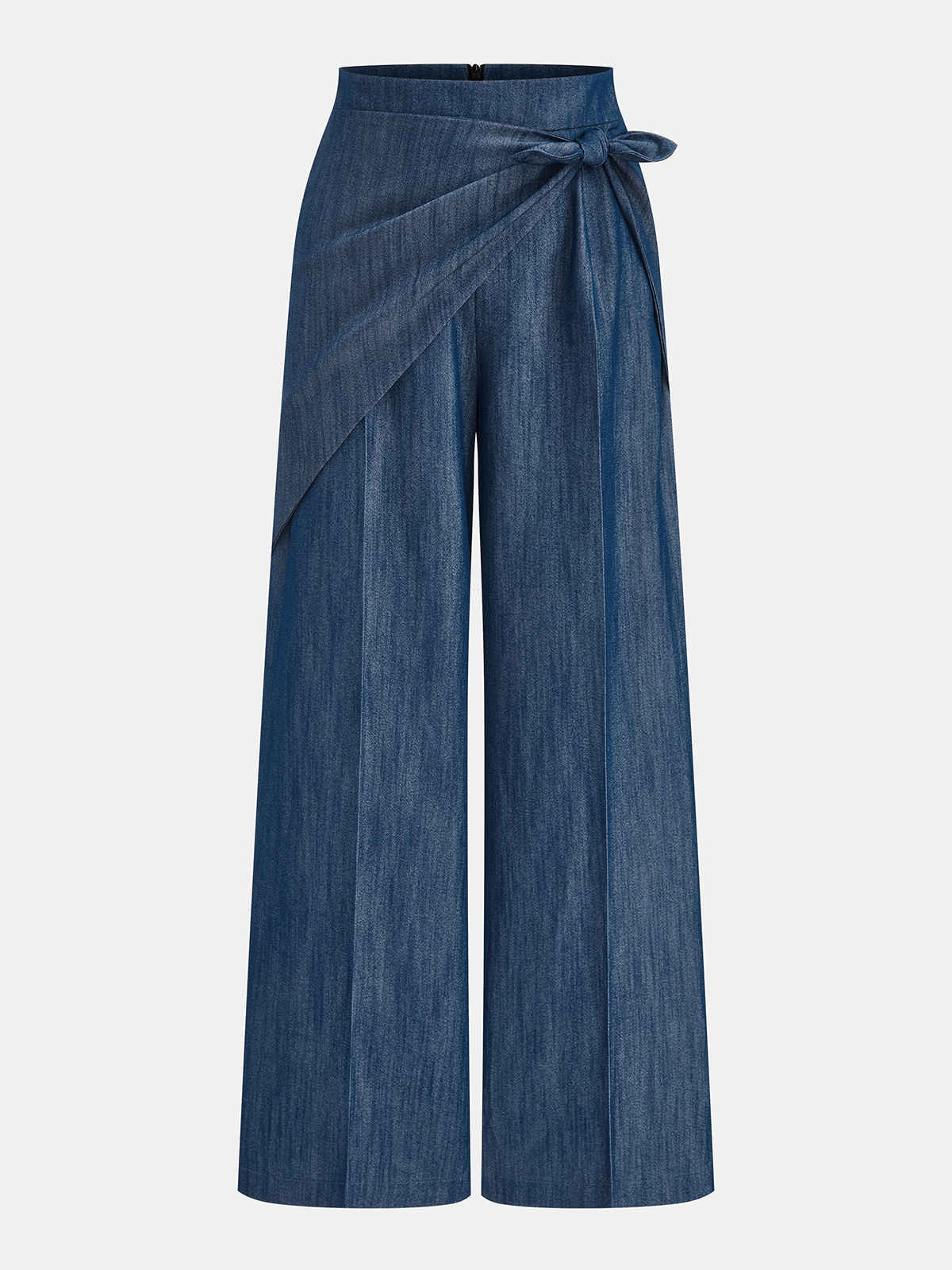 Asymmetric Knot-Waist Wide Leg Pants
