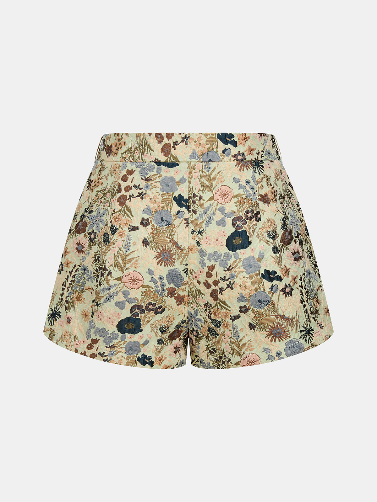 Vintage Floral Jacquard Mid Waist Shorts