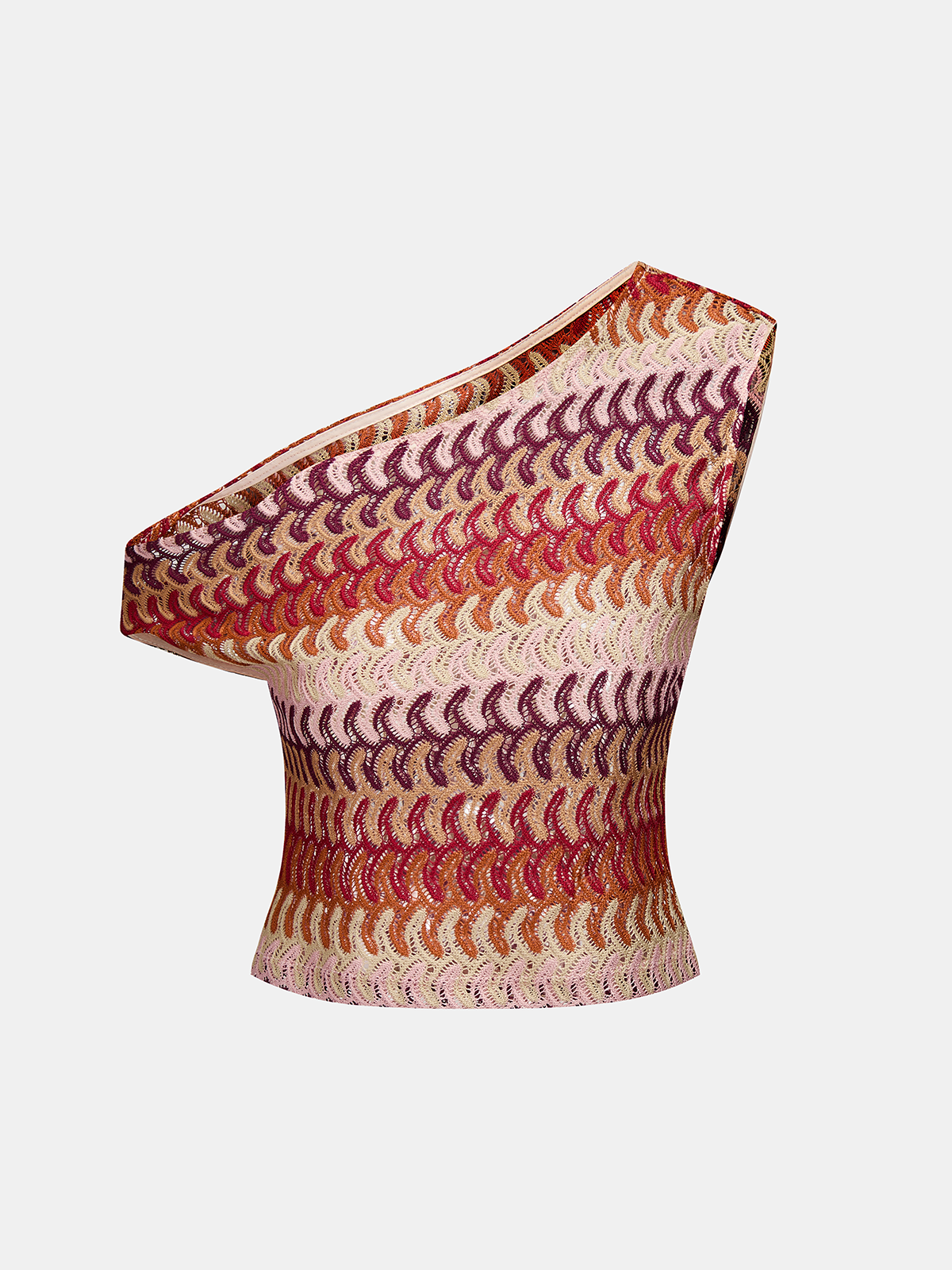 Multicolor One-Shoulder Knit Top & Pants Set