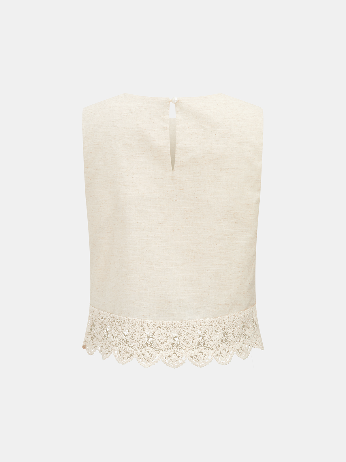 Cotton Linen Lace Trim Two-Piece Pants Set