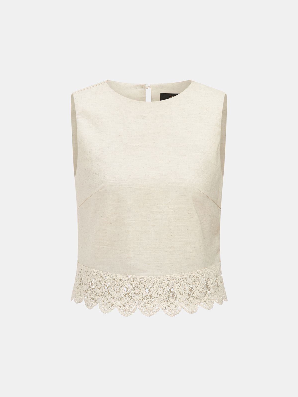 Cotton Linen Lace Trim Two-Piece Pants Set