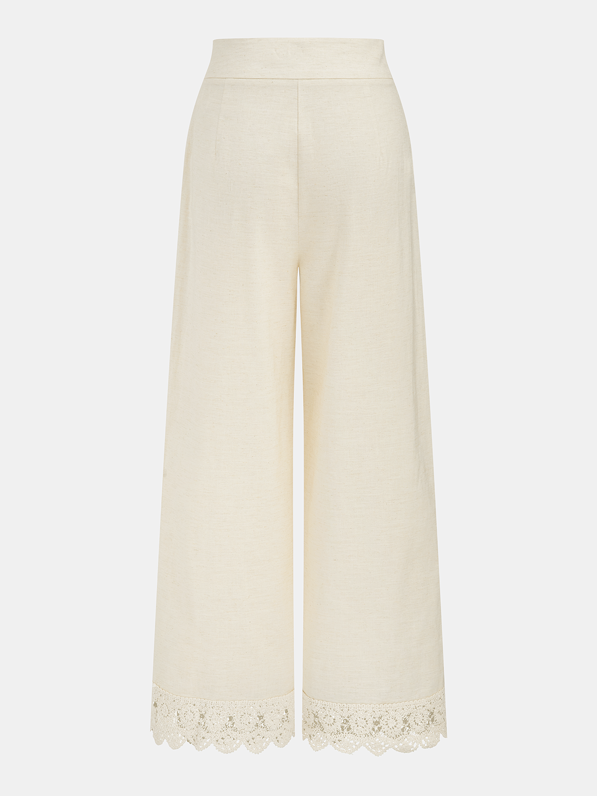Cotton Linen Lace Trim Two-Piece Pants Set