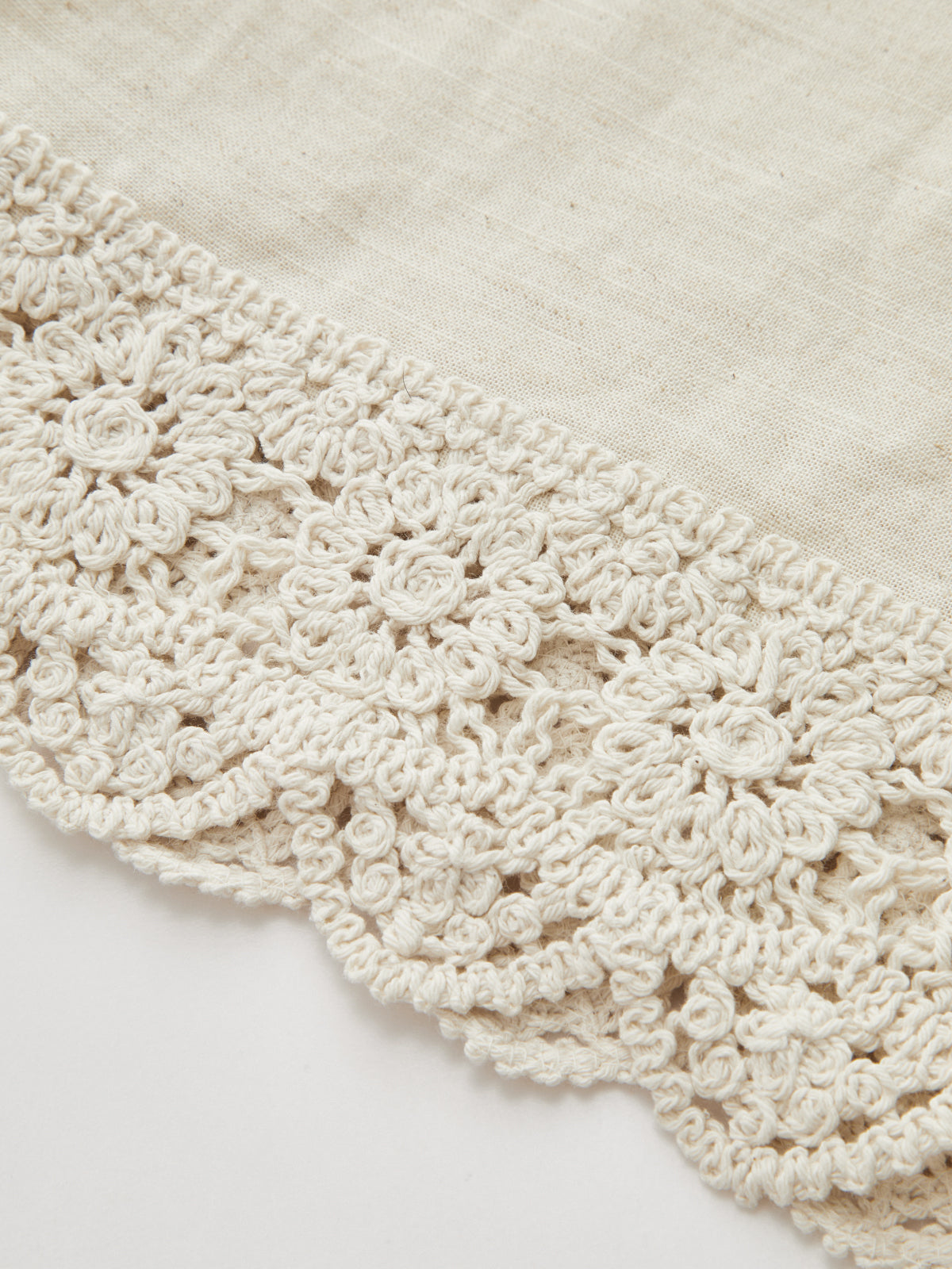 Cotton Linen Lace Trim Two-Piece Pants Set