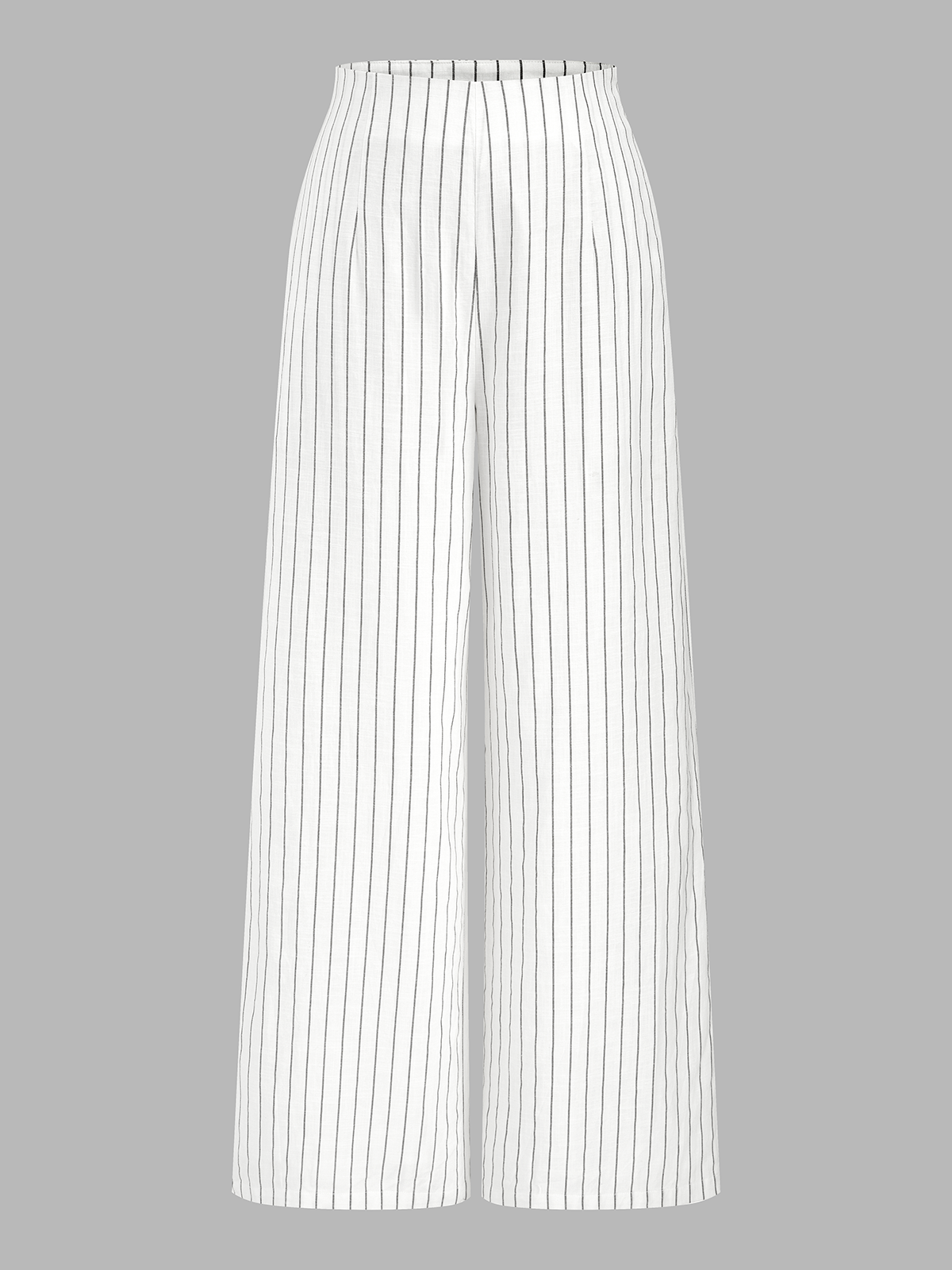 Pinstripe Cotton Linen Wide Leg Pants