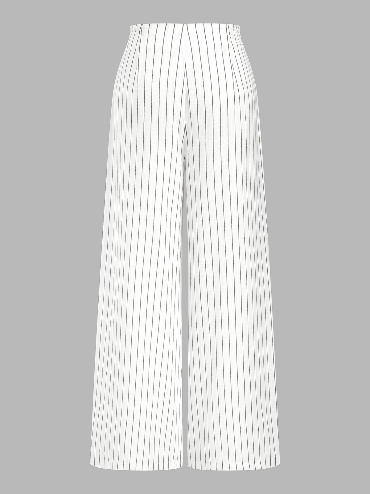 Pinstripe Cotton Linen Wide Leg Pants