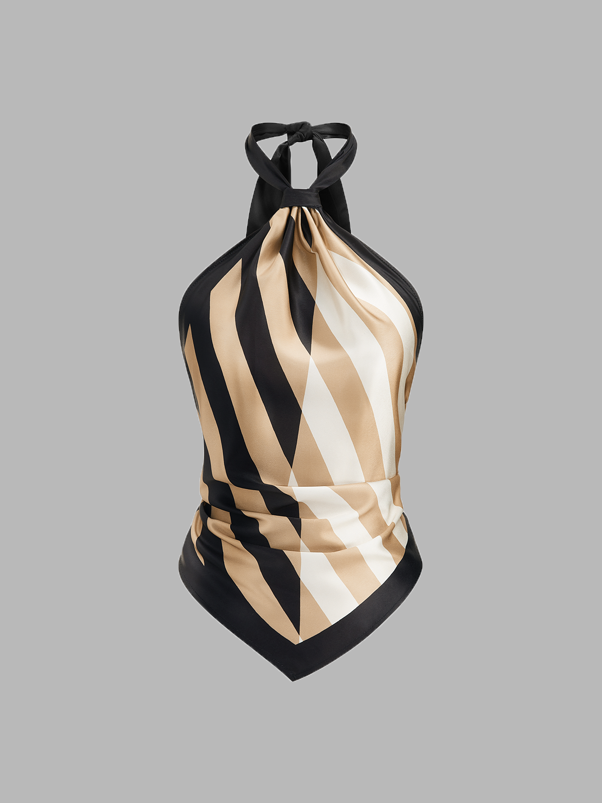 Striped Halter Top & Wide Leg Pants Set