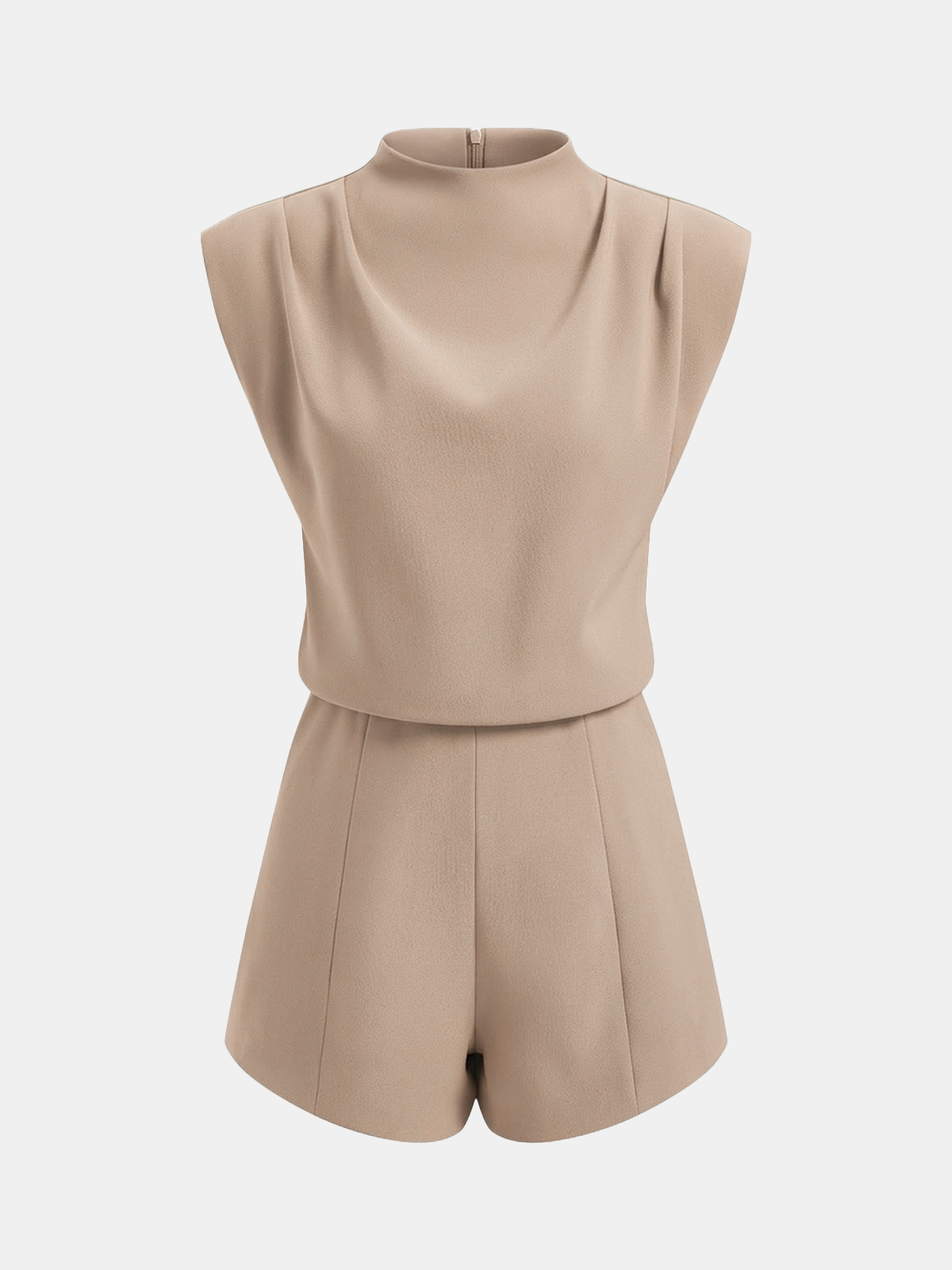 Draped Sleeveless Mock Neck Romper