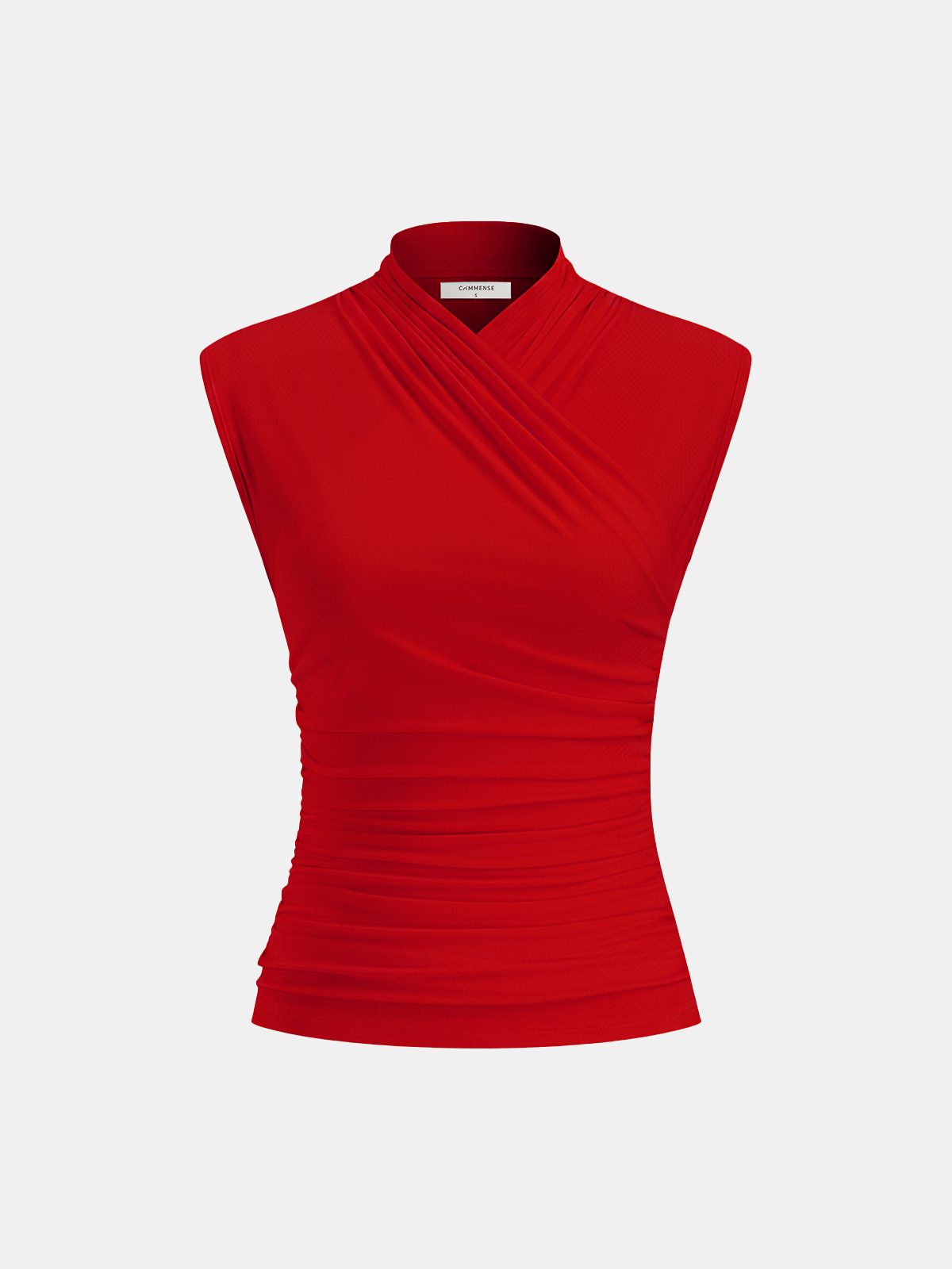 Cross Neck Ruched Fitted Tank Top