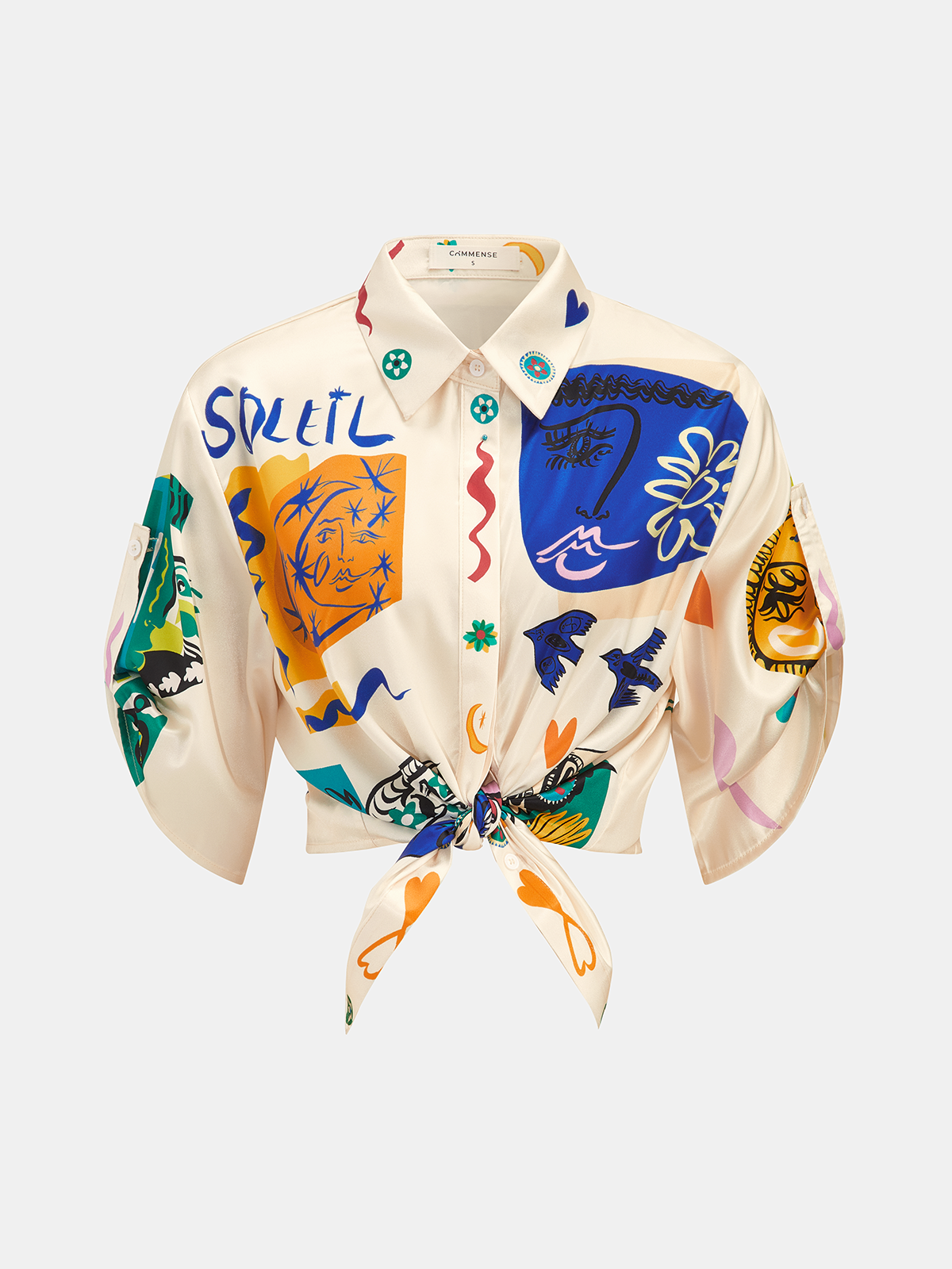 Satin Graffiti Lapel Pants Set