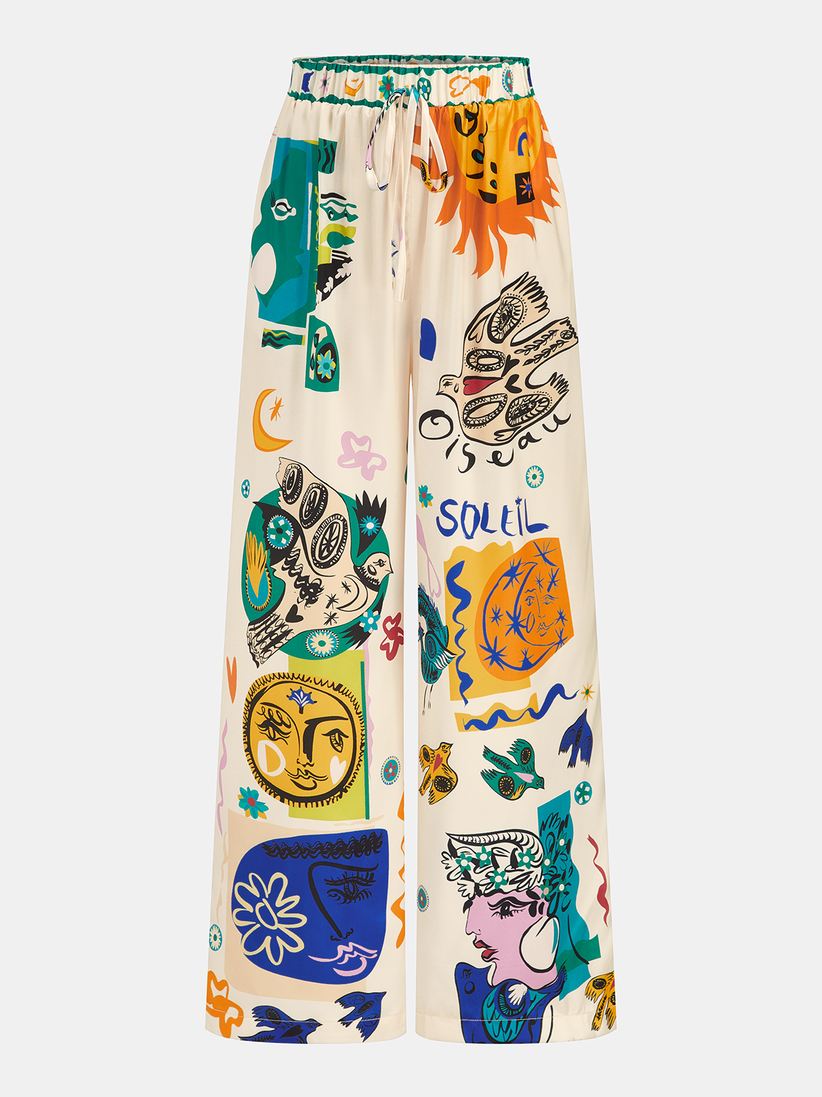 Satin Graffiti Lapel Pants Set