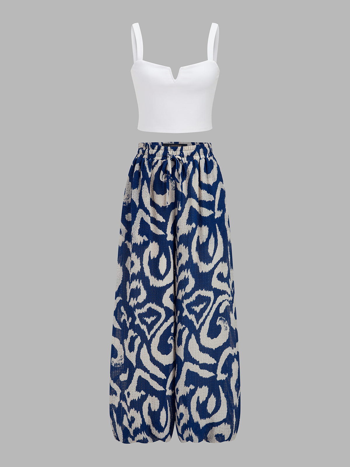 Cami Crop Top & Printed Wide Pants Set
