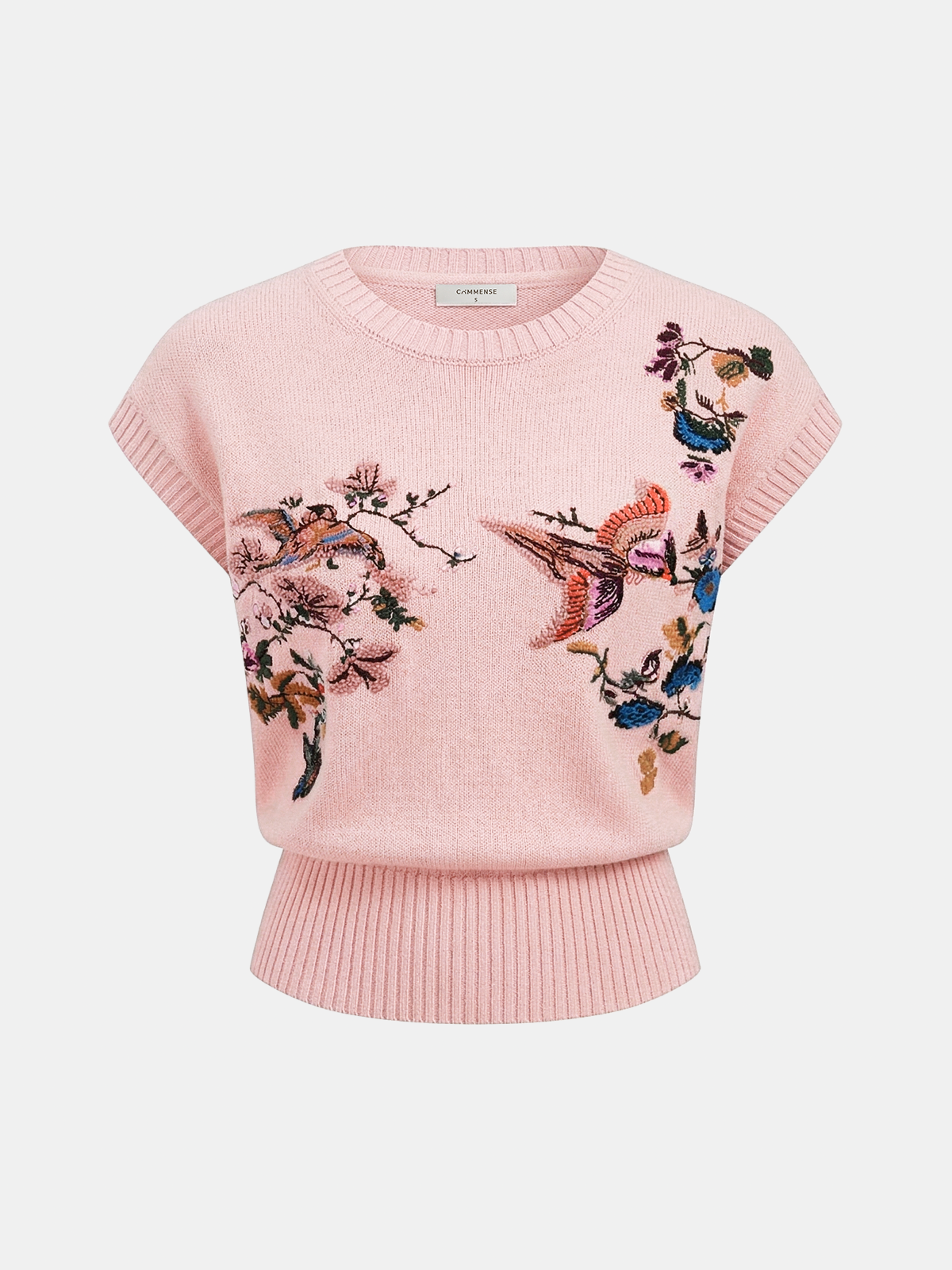 Embroidered Floral Bird Knit Vest