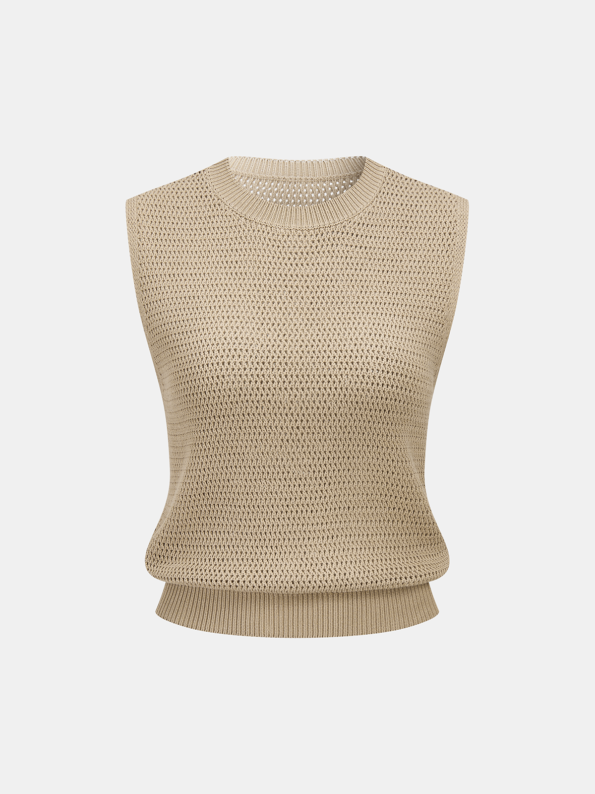 Open-Knit Sleeveless Sweater Vest