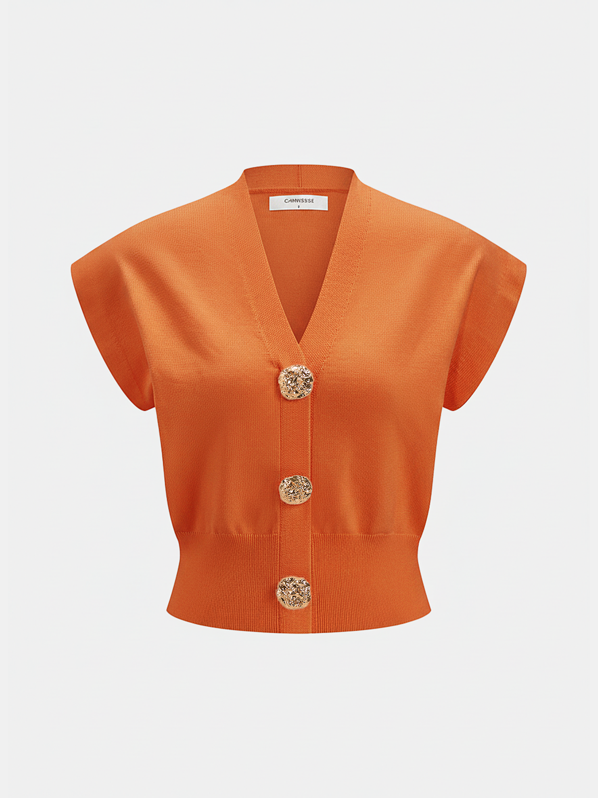 V-Neck Cap Sleeve Knit Top
