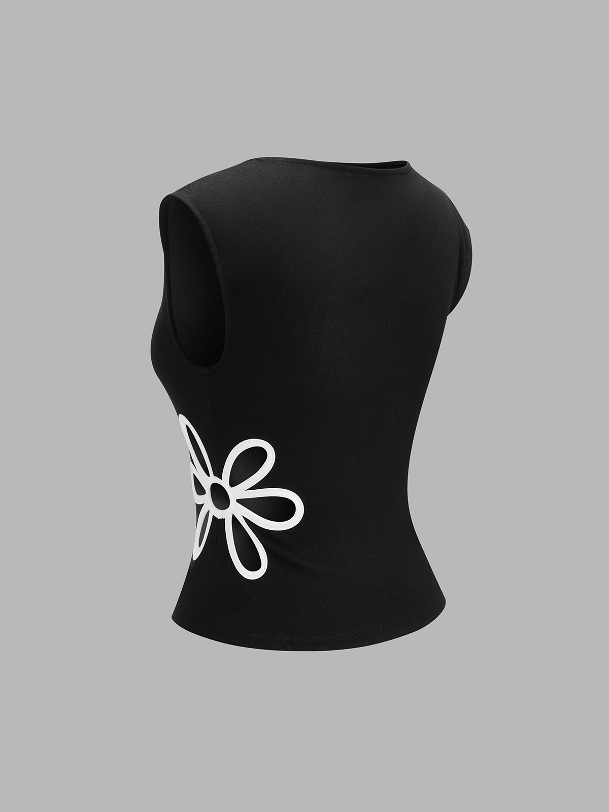 Flower Cutout Sleeveless Fitted Top