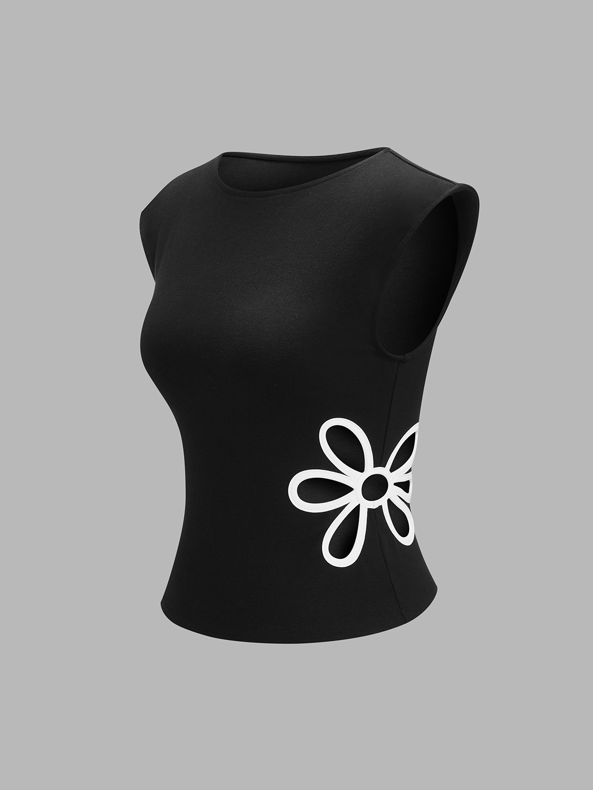 Flower Cutout Sleeveless Fitted Top