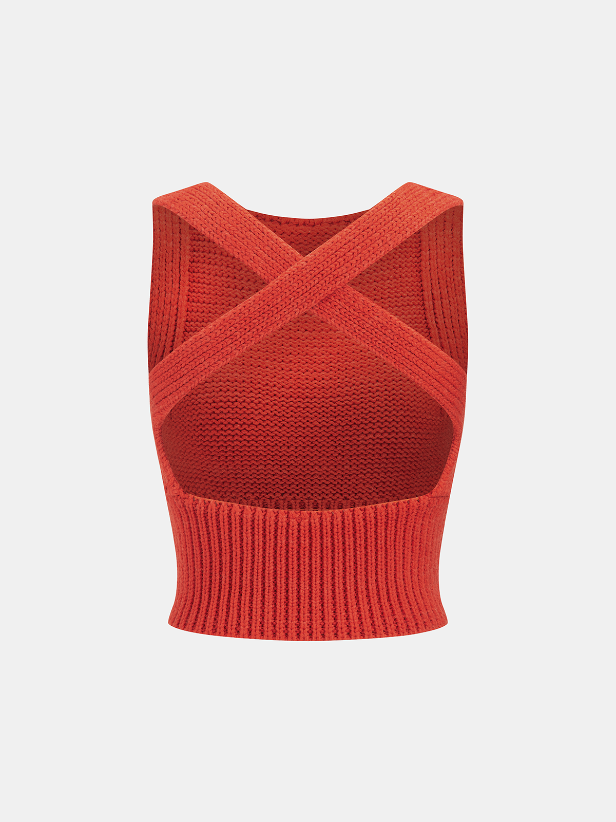 Crisscross Back Cropped Knitted Tank Top