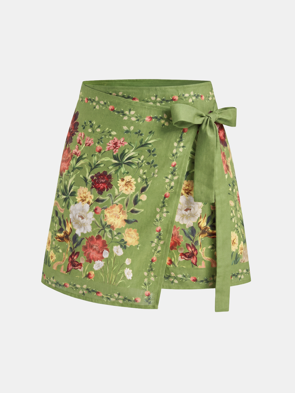 Floral Print Tie Wrap Mini Skirt