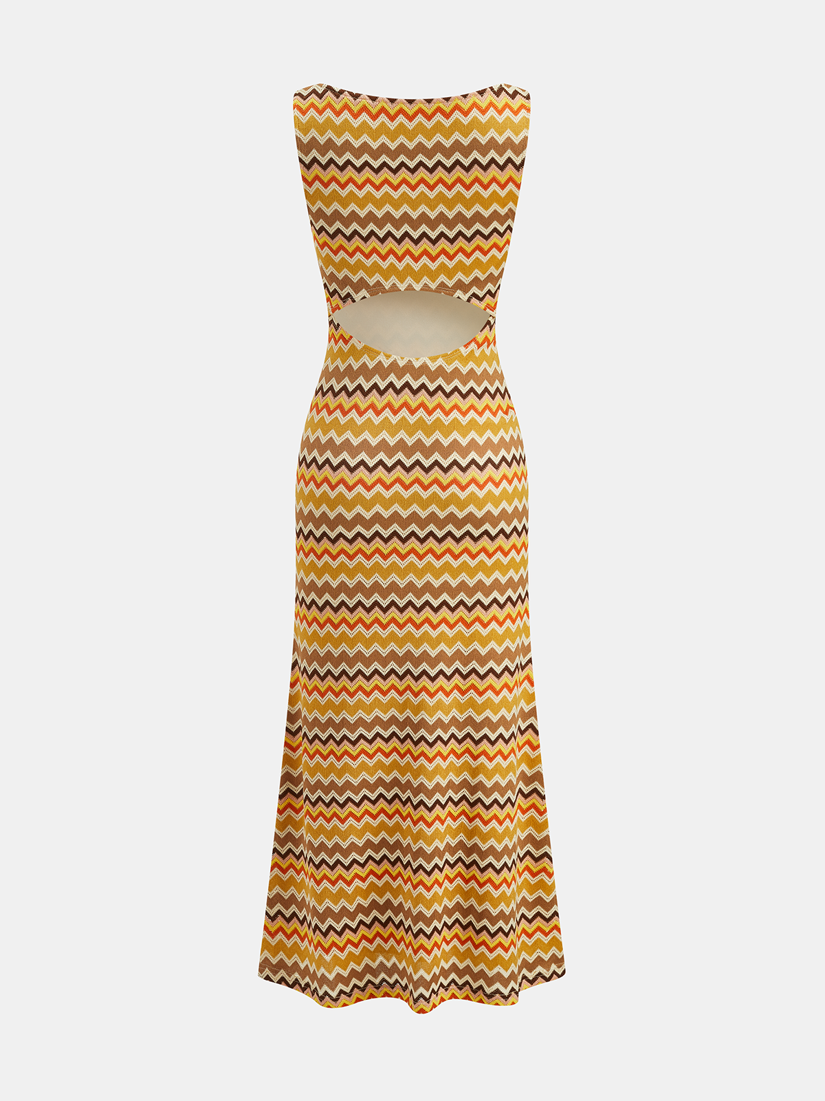 Cutout Back Zigzag Knit Maxi Dress