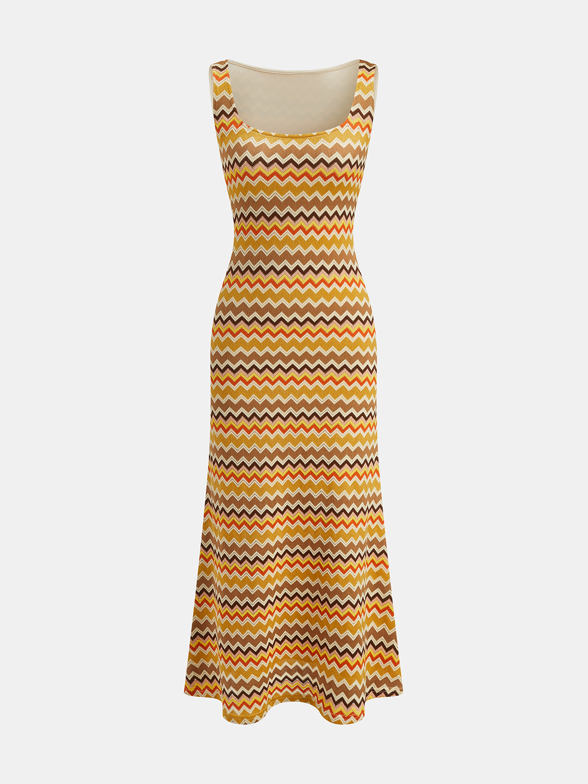Cutout Back Zigzag Knit Maxi Dress