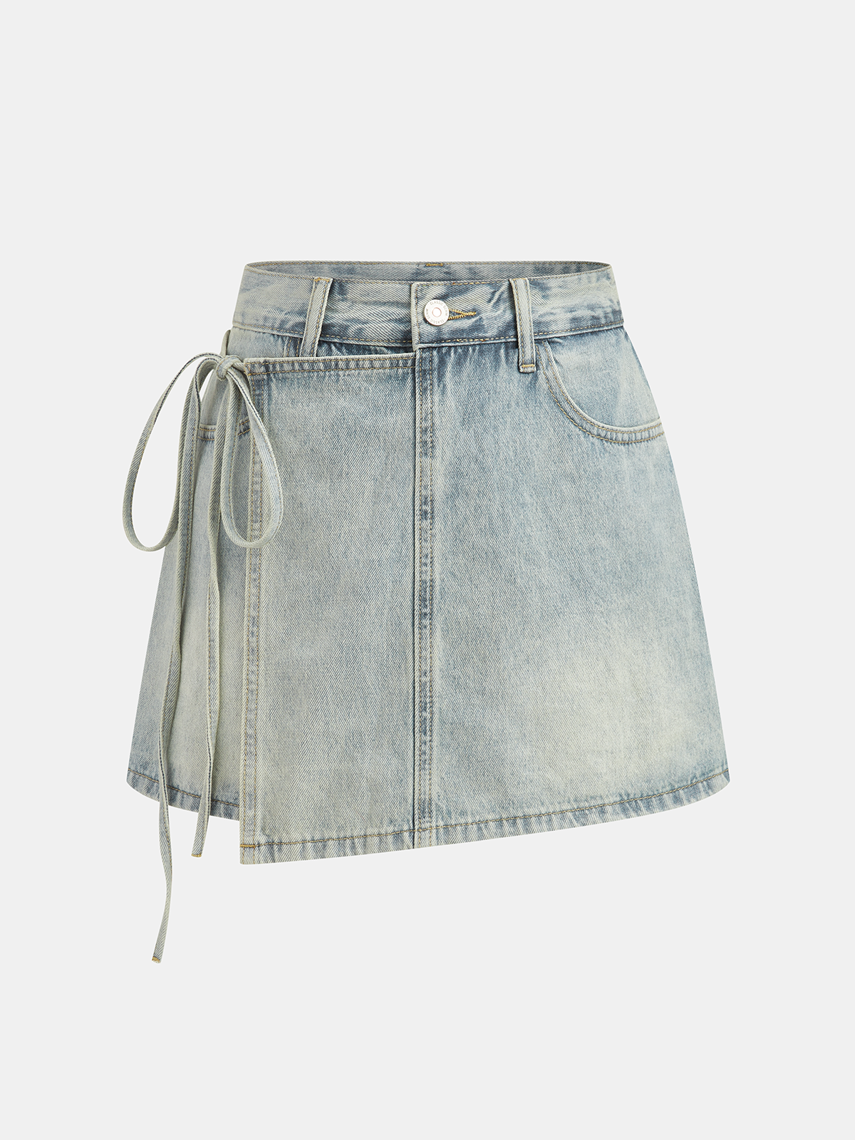 Denim Wrap Front Skort
