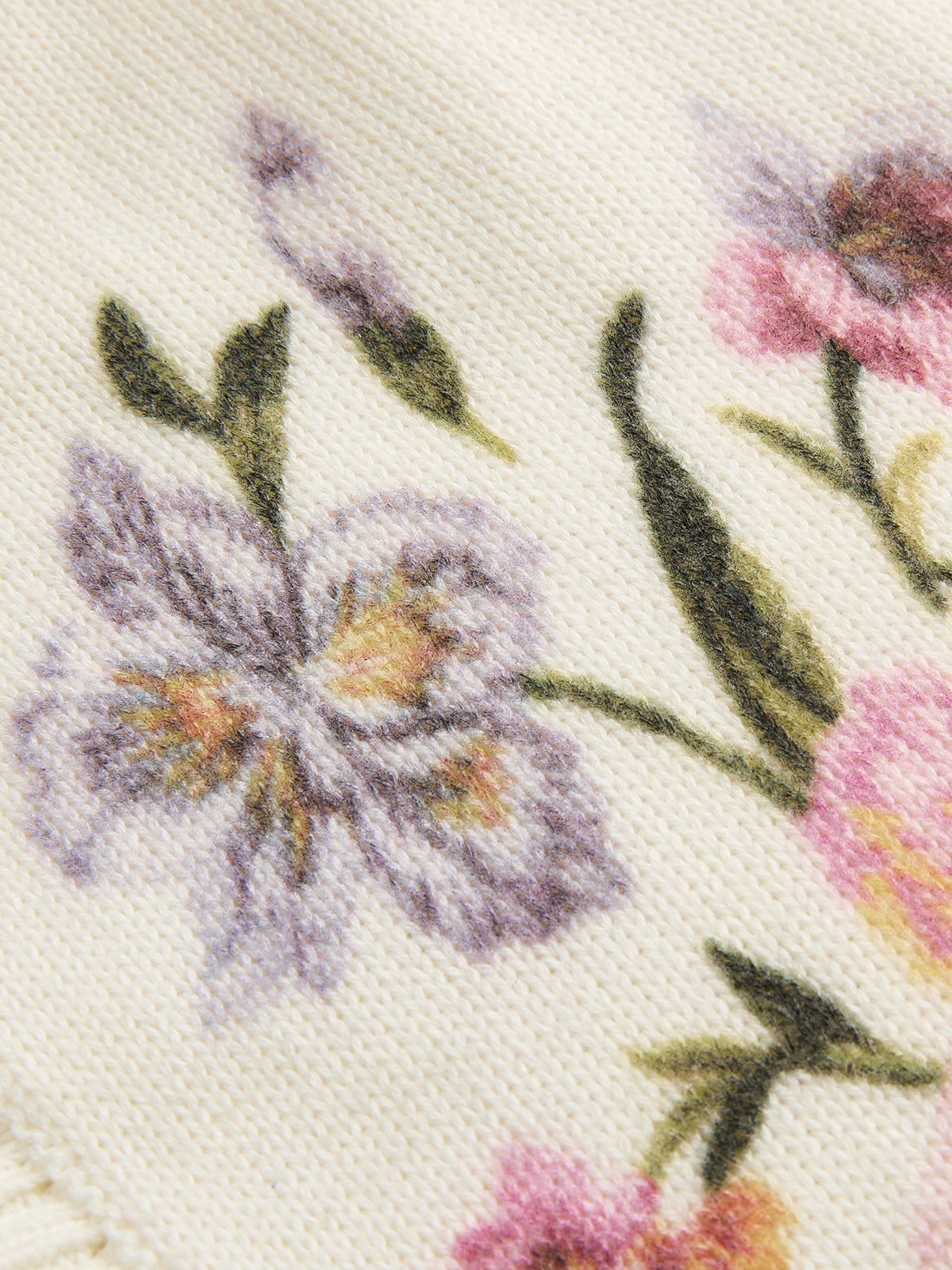 Floral Pattern Round Neck Knit Vest