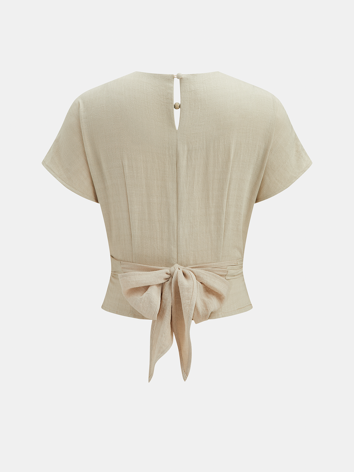 Tie-Back Wrap Crop Short Sleeve Blouse