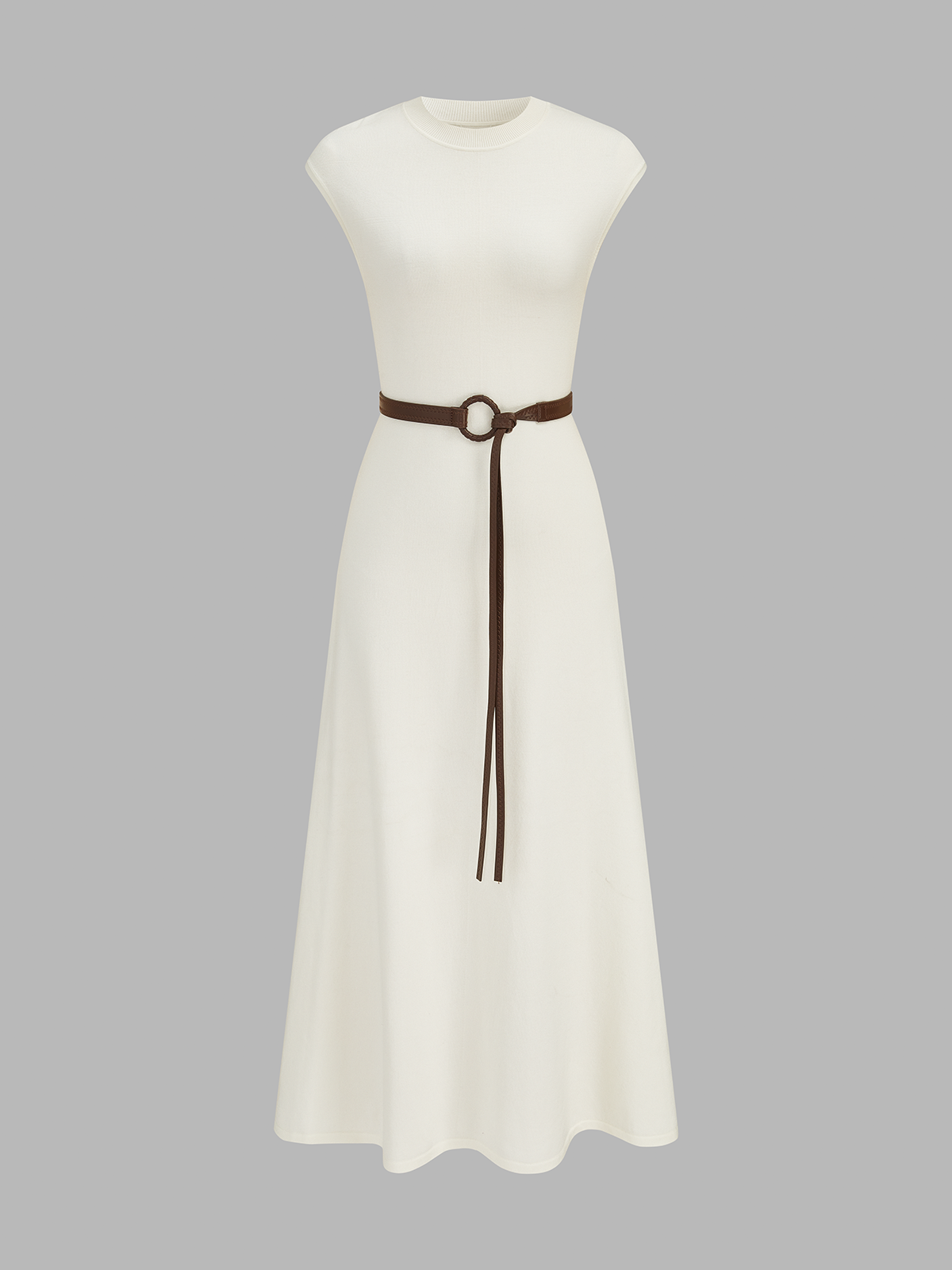 Sleeveless Knit Belted Maxi Dress