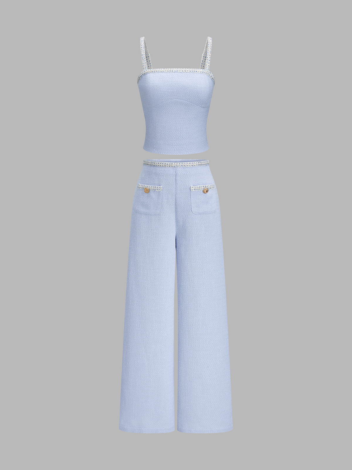 Textured Crop Cami Top & Pants Set