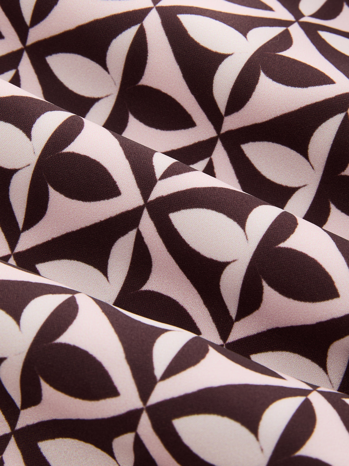 Geometric Print Cinched Waist Satin Top