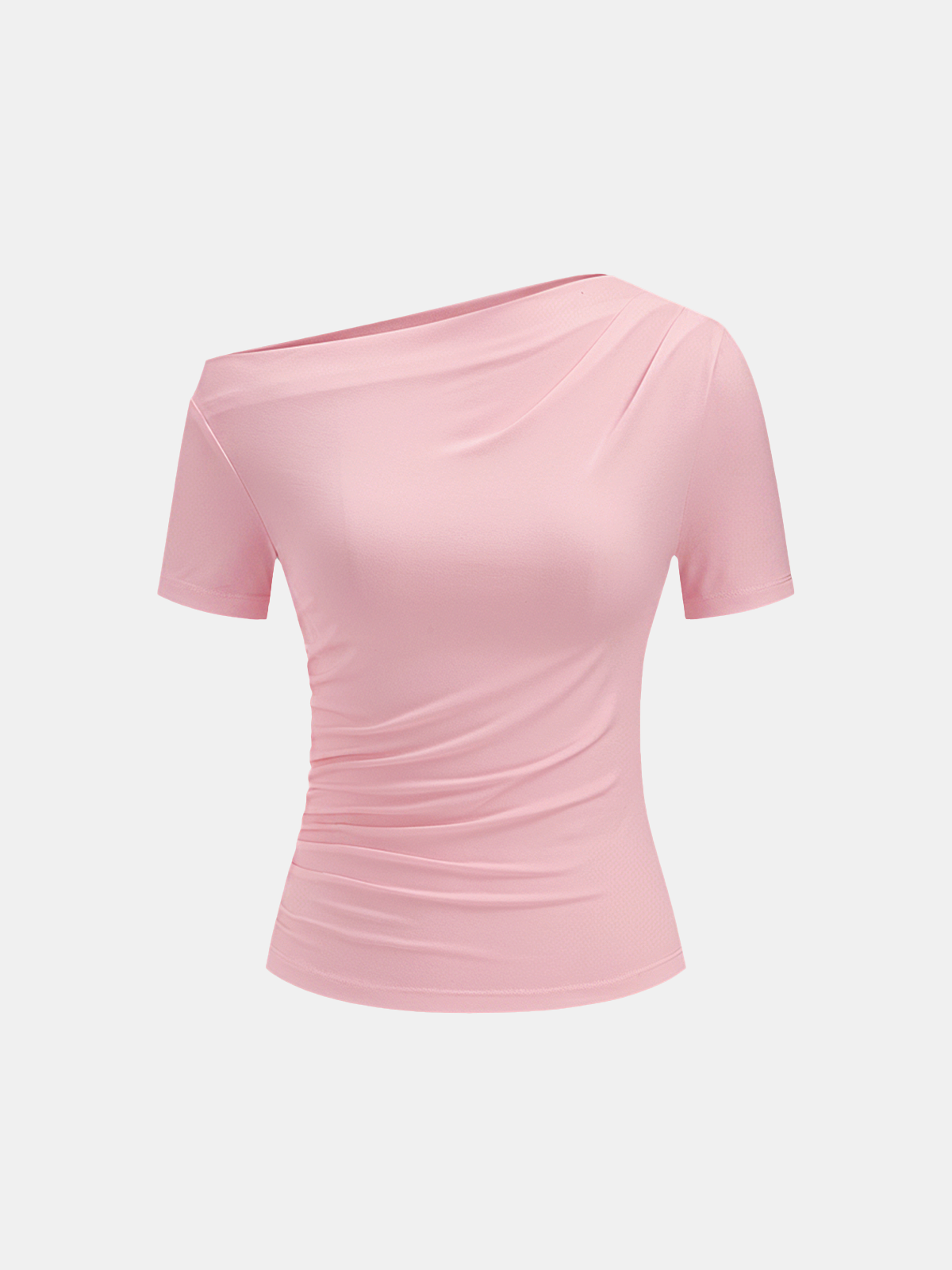 Ruched Off Shoulder Slim Short Sleeve Top