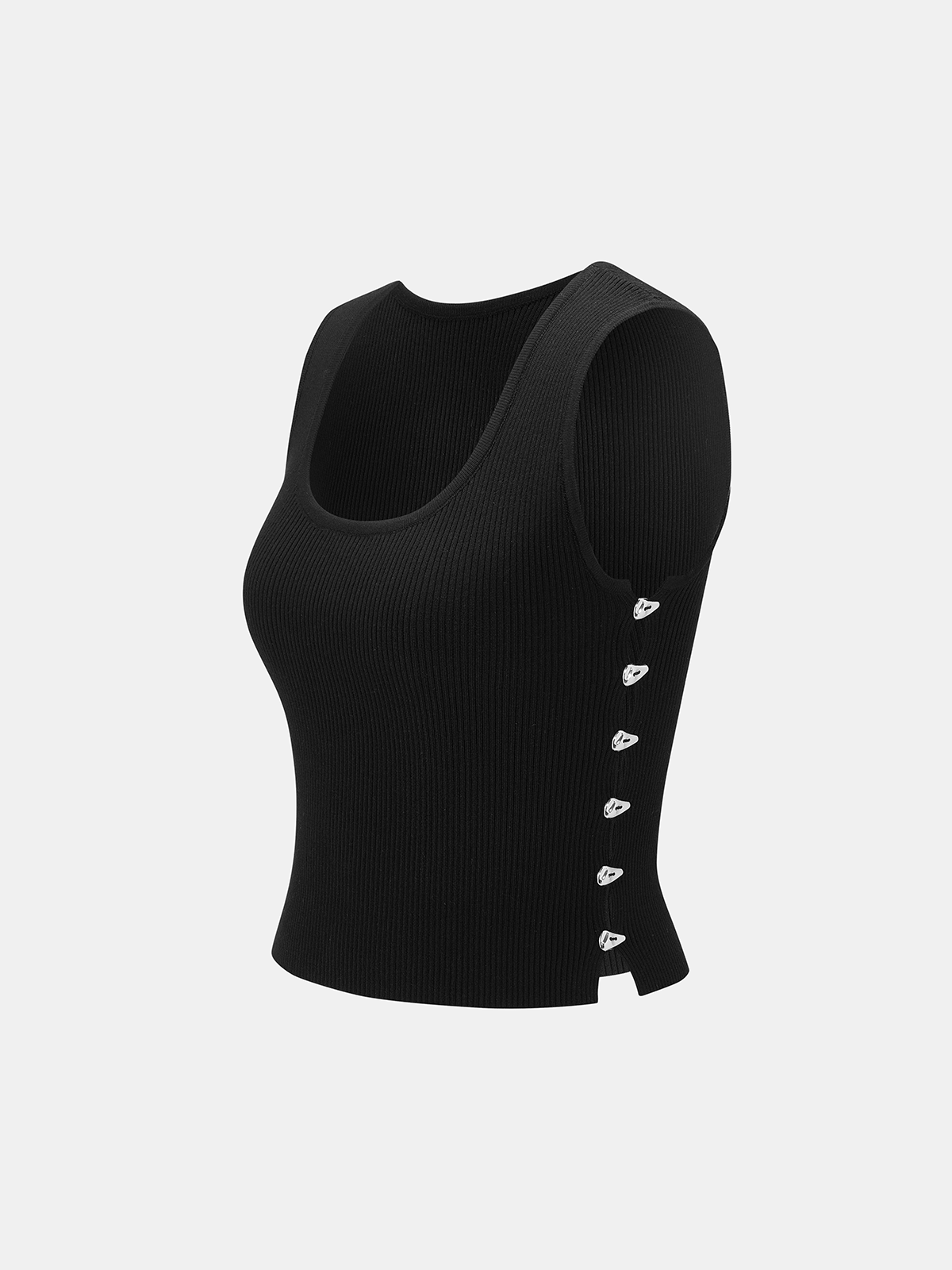 Side Cutout Ribbed Knit Tank Top
