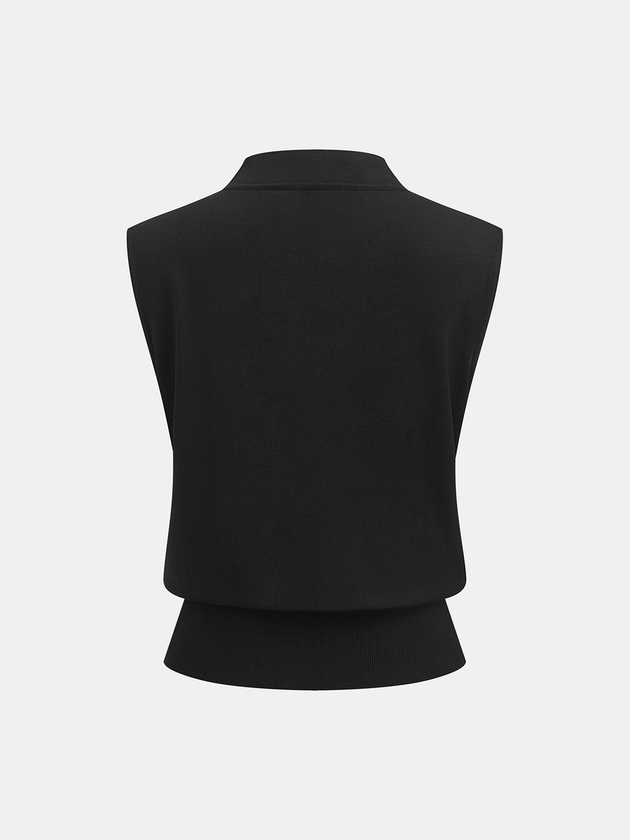 Mandarin Collar Keyhole Toggle Sweater Vest