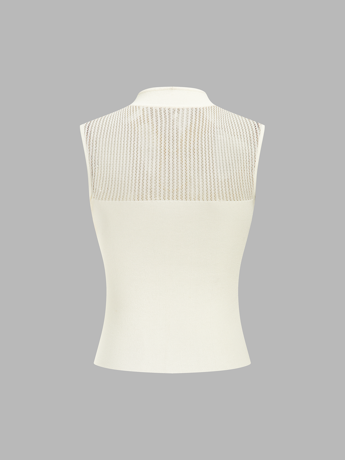Mandarin Collar Hollow Knit Tank Top