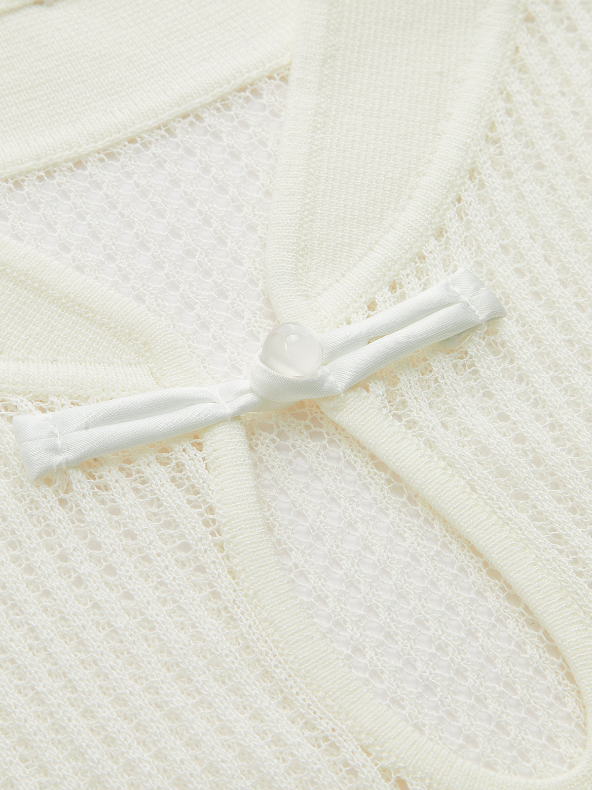 Mandarin Collar Hollow Knit Tank Top