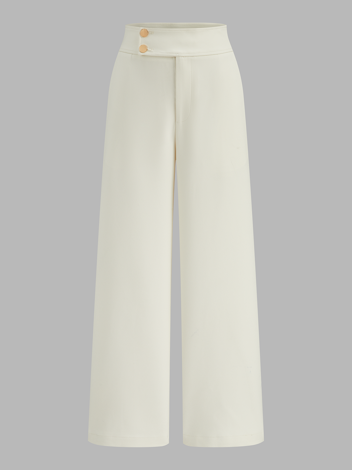 Metal Button Straight-Leg Cropped Pants