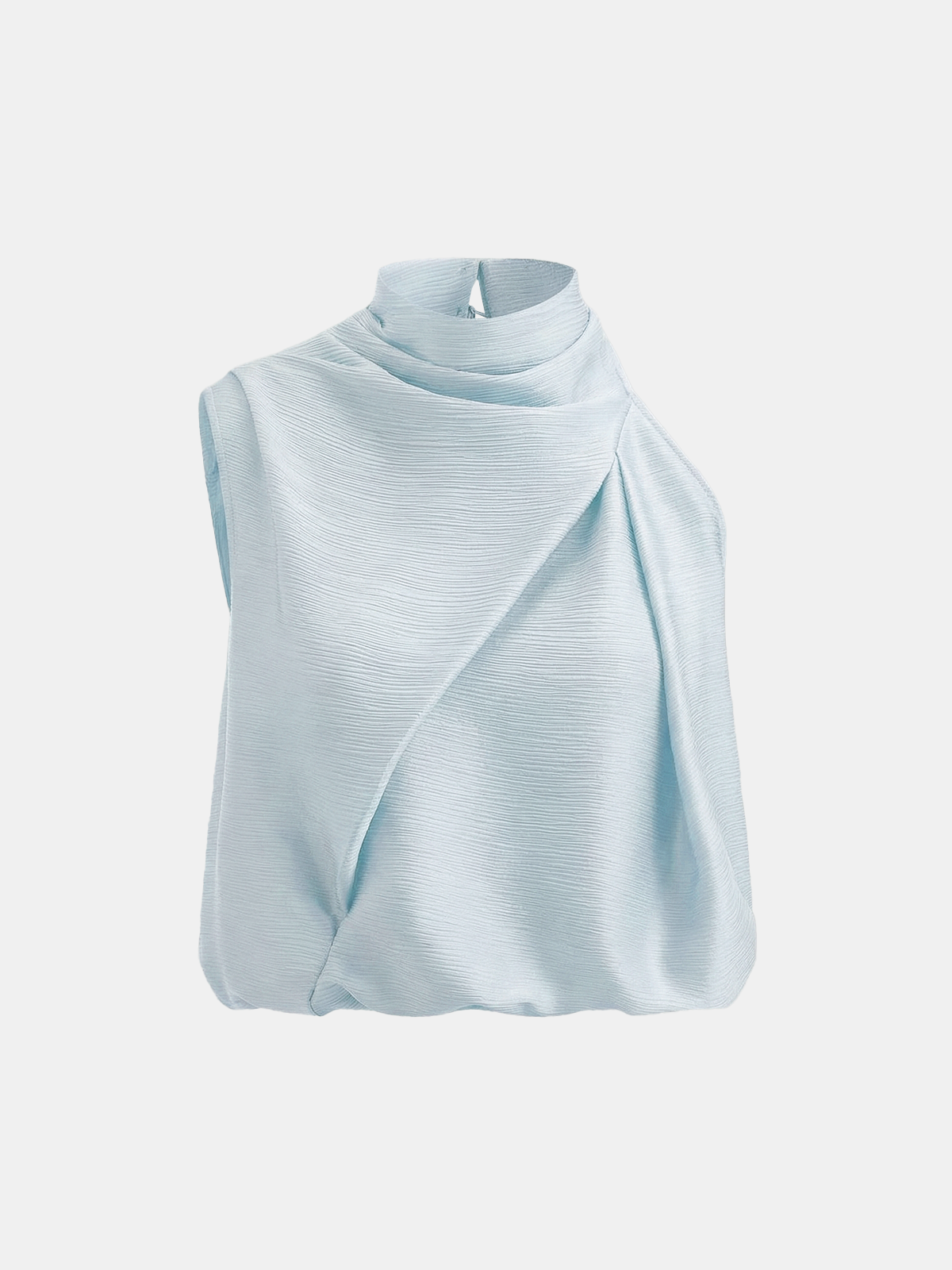 Satin Draped High Neck Sleeveless Top