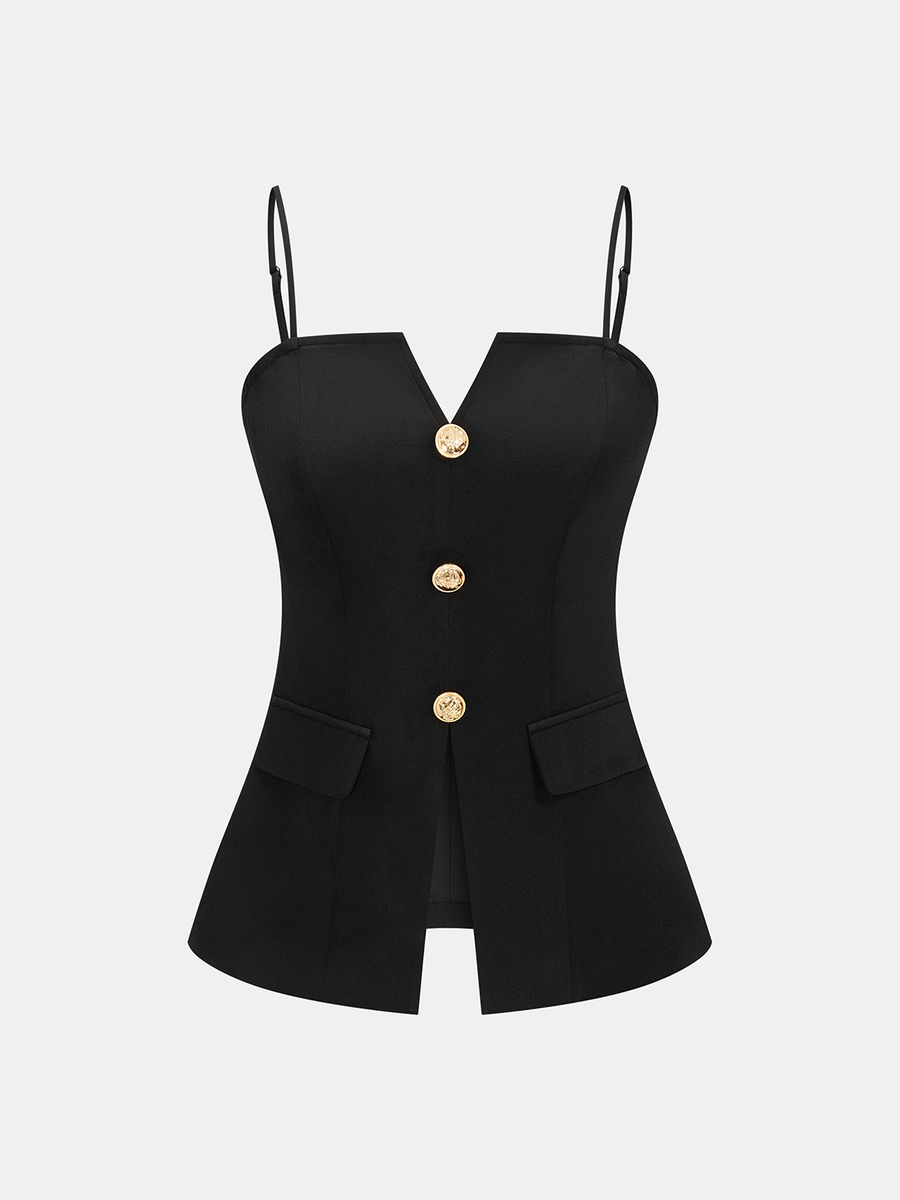 Metal Button Cami Top & Shorts Set