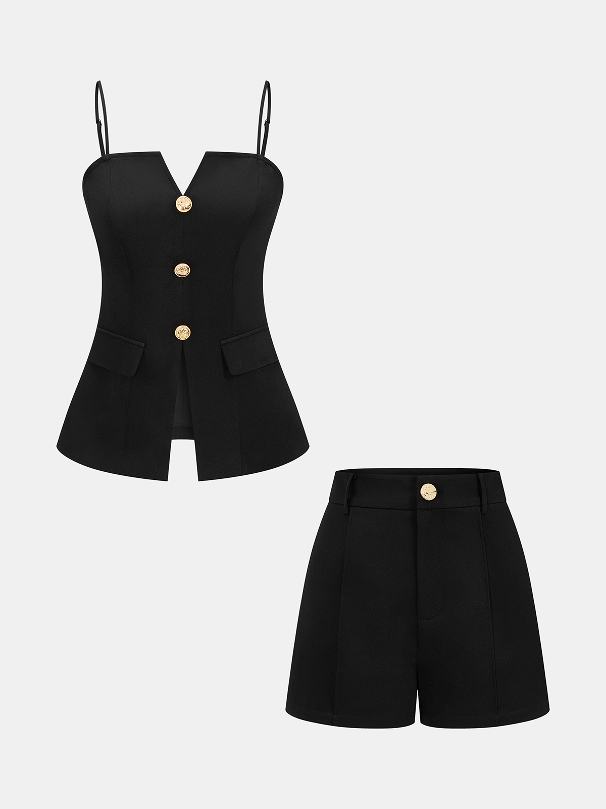 Metal Button Cami Top & Shorts Set