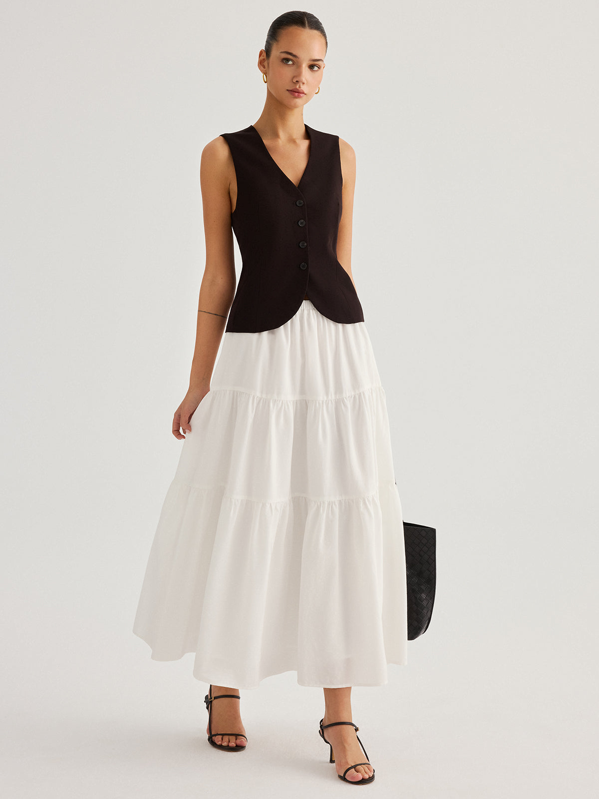 Tencel Blend Tiered Maxi Skirt