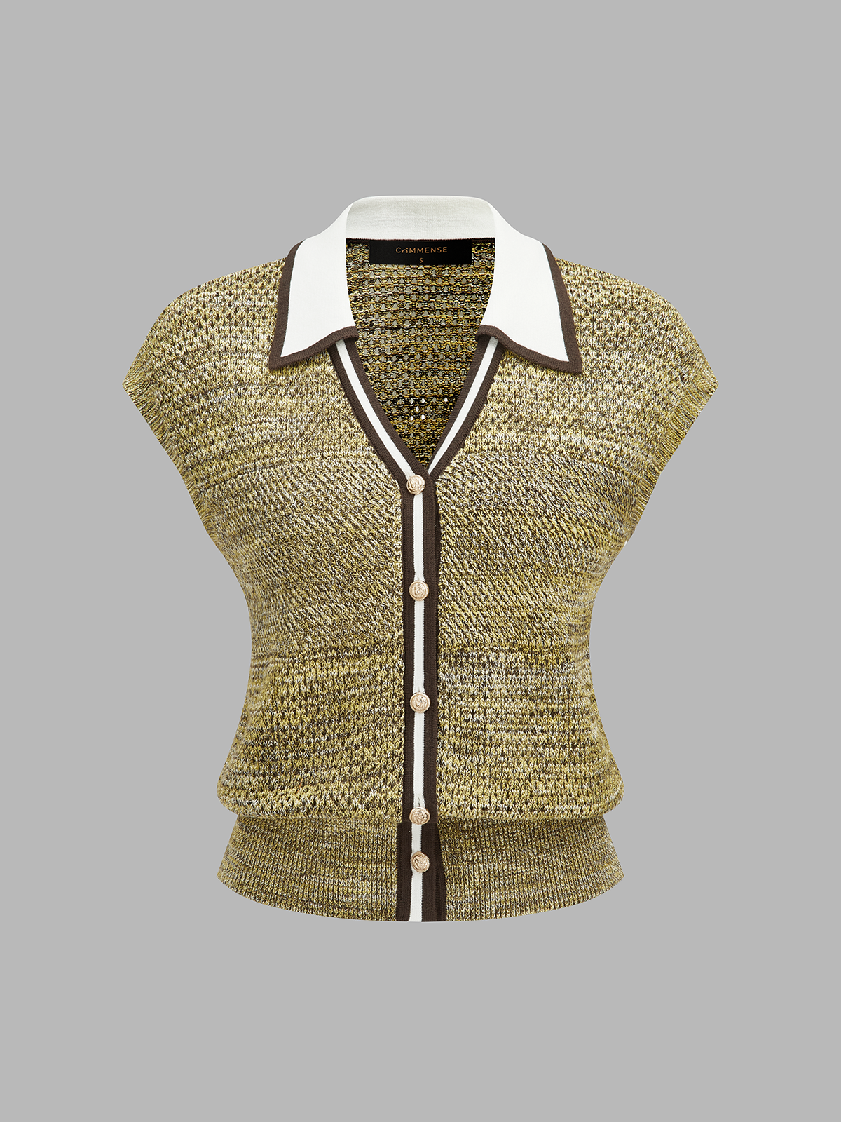 Contrast Trim Textured Knit Top