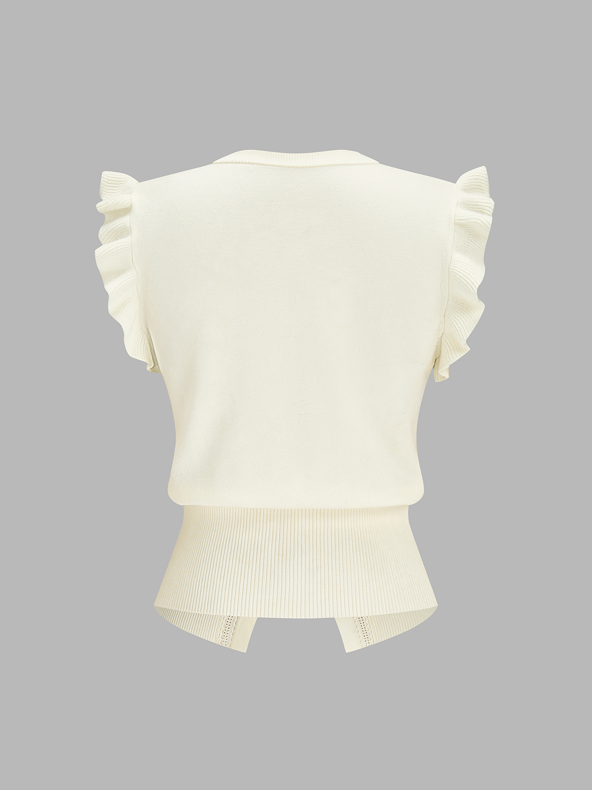 Ruffled Button-Down Knit Top